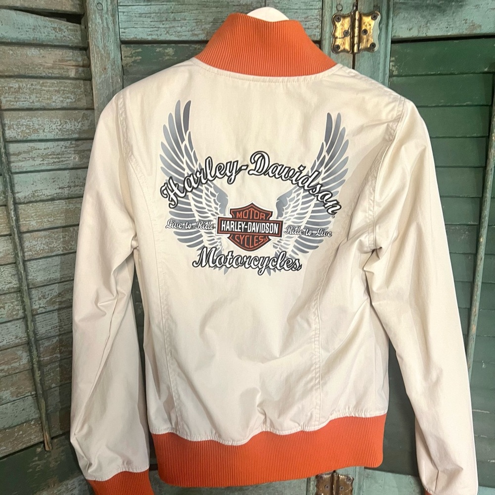 Harley Davidson Jacket Nylon Polyester Orange Xs … - image 1